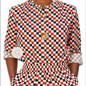 CLARE V ST MARTIN CHECKED BLOUSE
